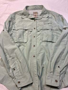 L.L.Bean Women's Tropicwear Long-Sleeve Fishing Shirt, Size L Regular, Sage Gree